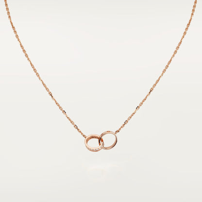 [Love's Uplift]LOVE DOUBLE RING HALF DIAMOND NECKLACE