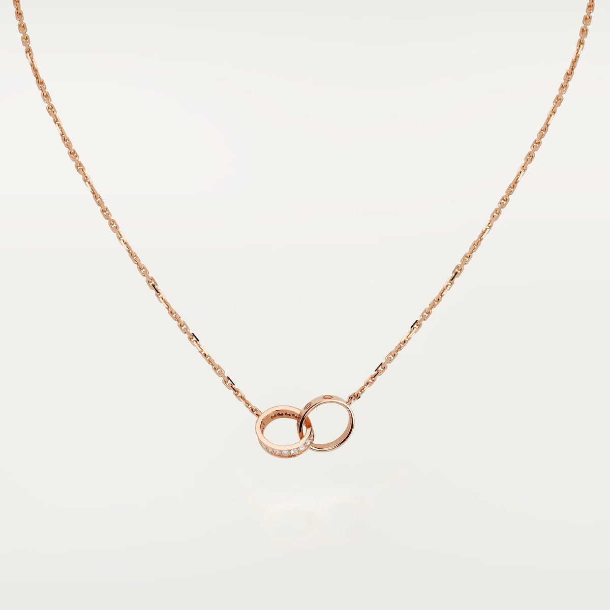 [Love's Uplift]LOVE DOUBLE RING HALF DIAMOND NECKLACE