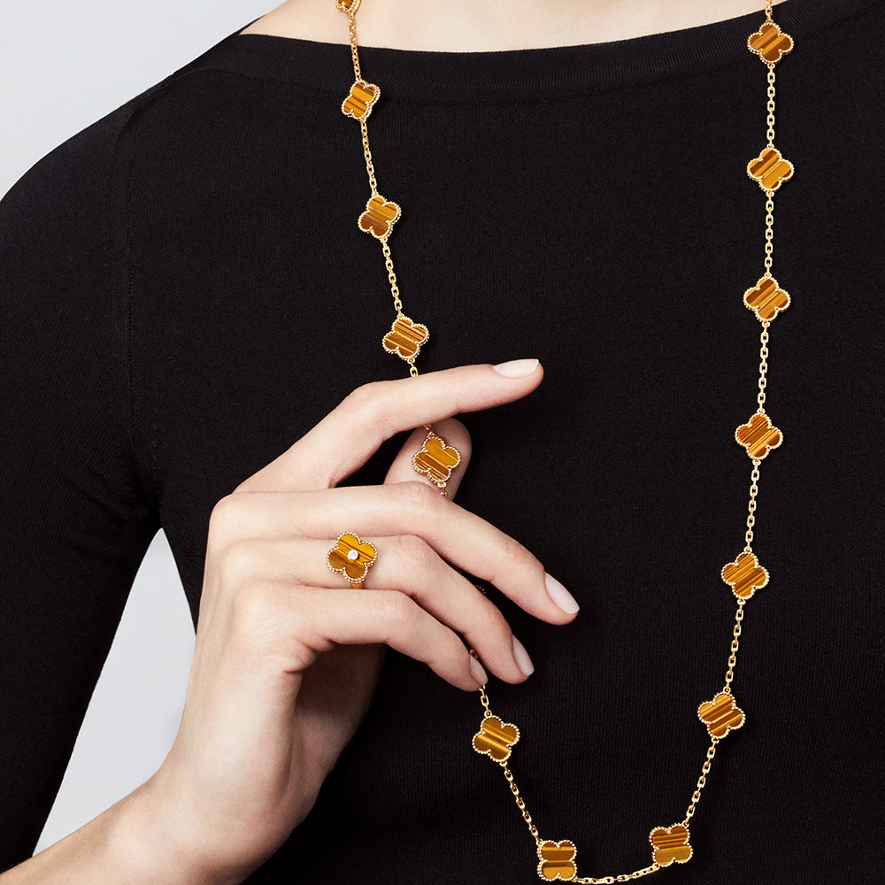 [Love's Uplift]CLOVER 20 MOTIFS TIGER EYE ROSE GOLD