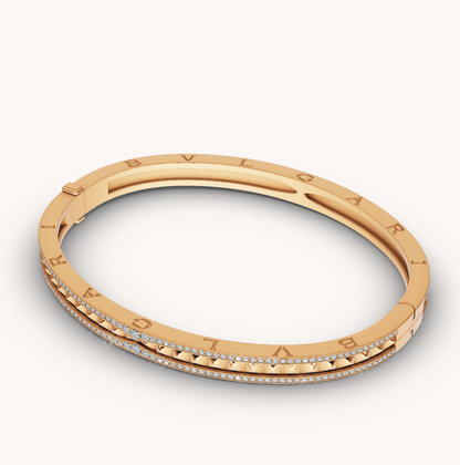 [Love's Uplift]ZERO 1 SPIRAL AND PAVED DIAMOND GOLD BRACELET