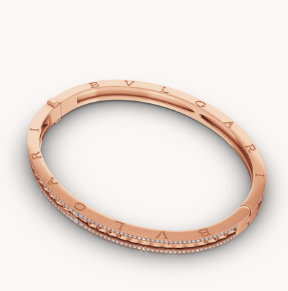 [Love's Uplift]ZERO 1 SPIRAL AND PAVED DIAMOND PINK GOLD BRACELET