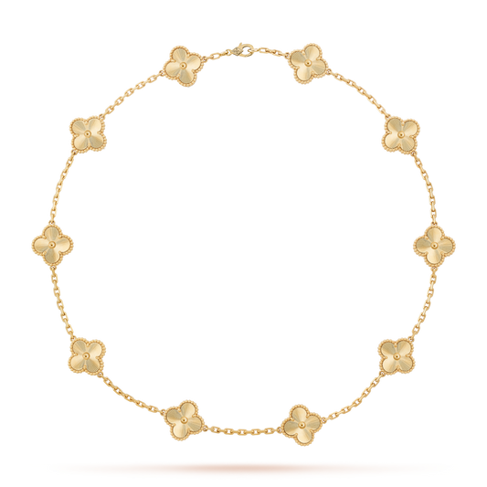 [Love's Uplift]CLOVER 10 MOTIFS LASER NECKLACE