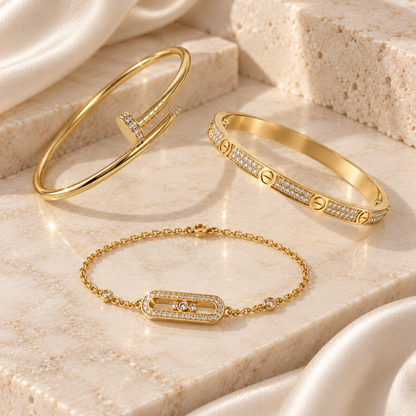 [Love's Uplift] LOVE & JUSTE Baby Move Diamond Bracelet Stack Set