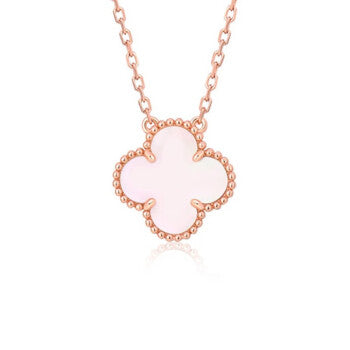 [Love's Uplift]CLOVER 15MM PINK MOTHER-OF-PEARL SINGLE FLOWER NECKLACE
