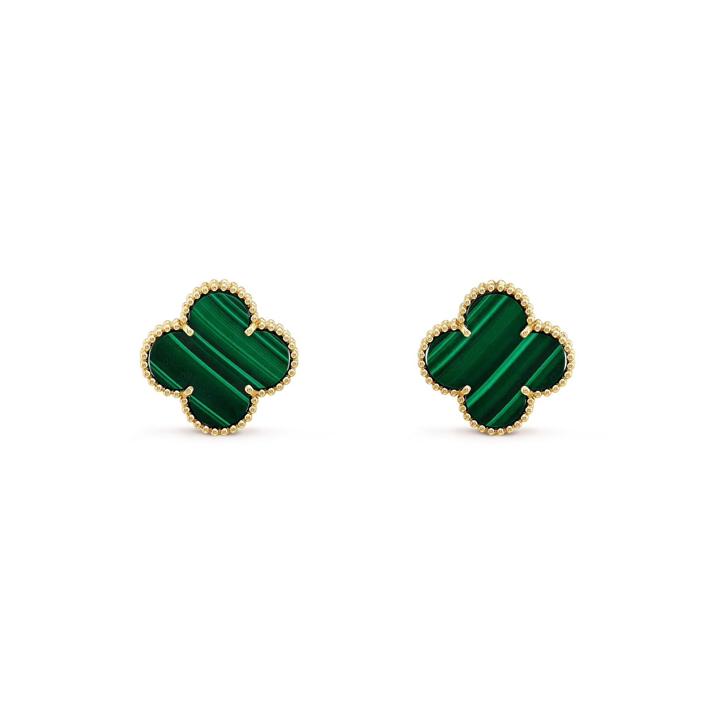 [Love's Uplift]CLOVER MINI 9.5MM MALACHITE  EARRINGS