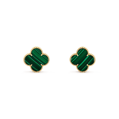[Love's Uplift]CLOVER MINI 9.5MM MALACHITE  EARRINGS