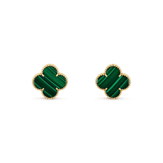 [Love's Uplift]CLOVER MINI 9.5MM MALACHITE  EARRINGS