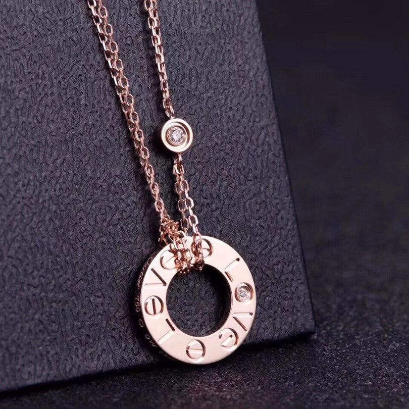 [Love's Uplift]LOVE NECKLACE 16MM 2 DIAMONDS