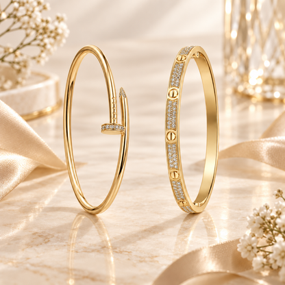 [Love's Uplift] JUSTE Diamond & LOVE Diamond-Paved Bracelet Stack Set