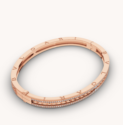[Love's Uplift]ZERO 1 SPIRAL AND PAVED DIAMOND PINK GOLD BRACELET