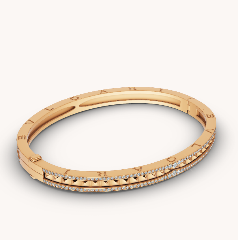 [Love's Uplift]ZERO 1 SPIRAL AND PAVED DIAMOND GOLD BRACELET