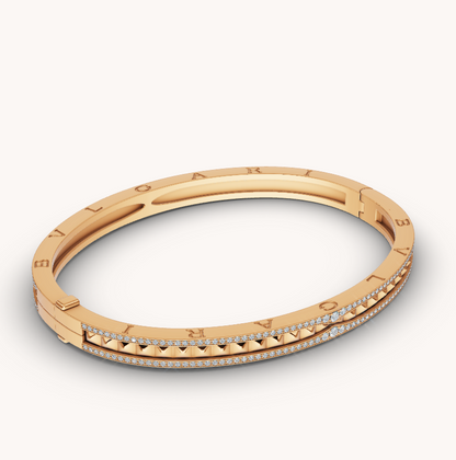 [Love's Uplift]ZERO 1 SPIRAL AND PAVED DIAMOND GOLD BRACELET