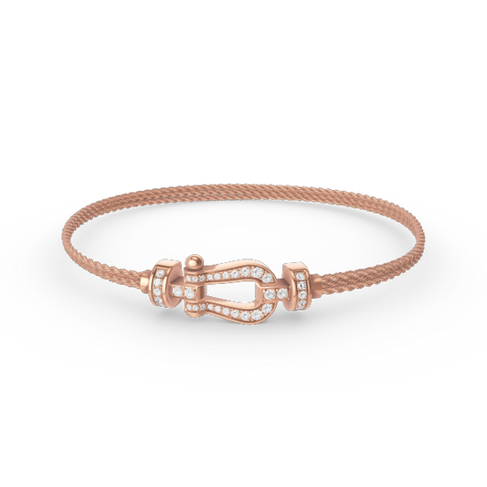 [Love's Uplift]FORCE SMALL HORSESHOE  DIAMOND CHAIN ROPE BRACELET