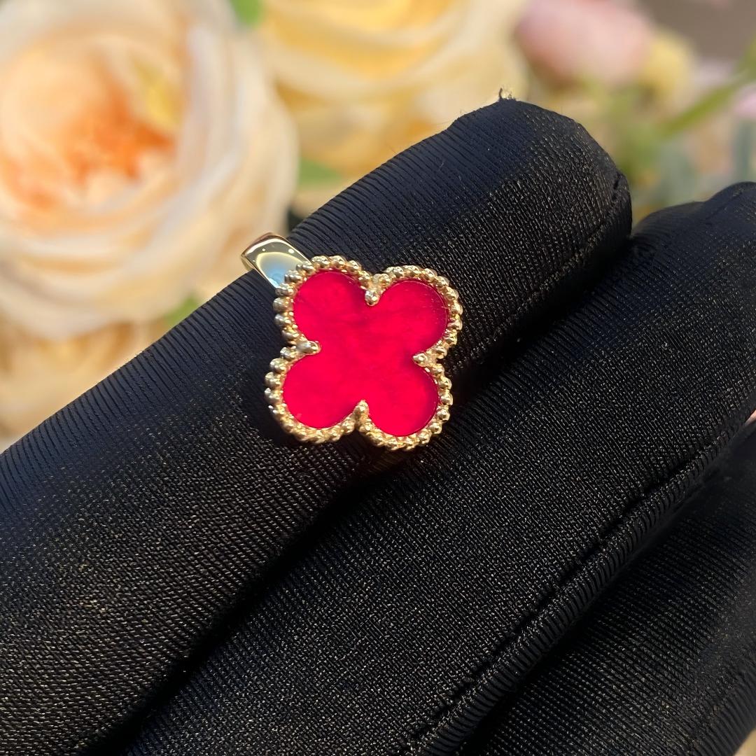 [Love's Uplift]NEW CLOVER PINK ENAMEL RINGS