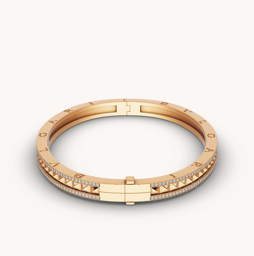 [Love's Uplift]ZERO 1 SPIRAL AND PAVED DIAMOND GOLD BRACELET