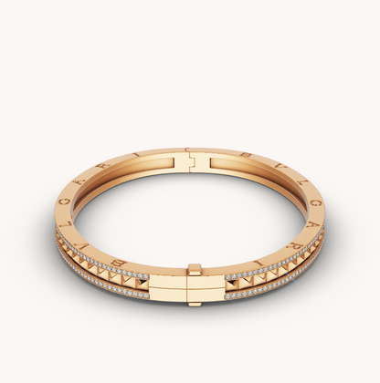[Love's Uplift]ZERO 1 SPIRAL AND PAVED DIAMOND GOLD BRACELET