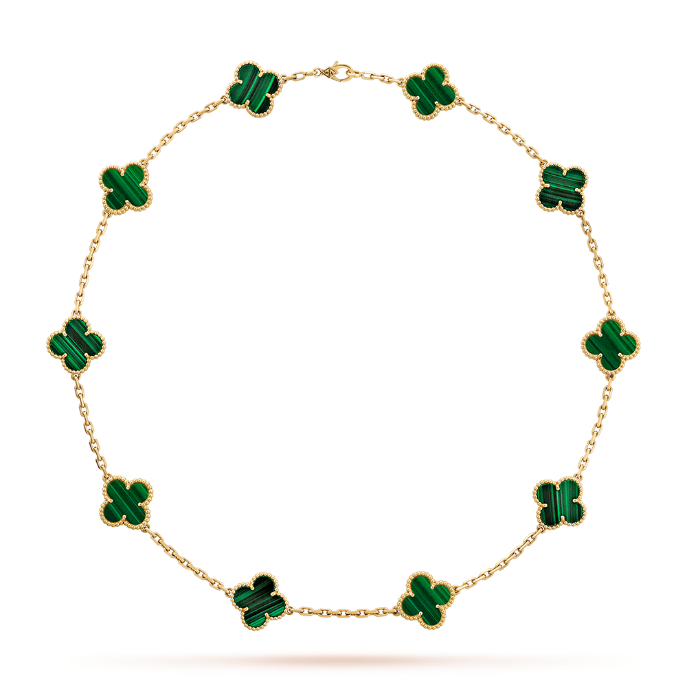 [Love's Uplift]CLOVER 10 MOTIFS MALACHITE NECKLACE