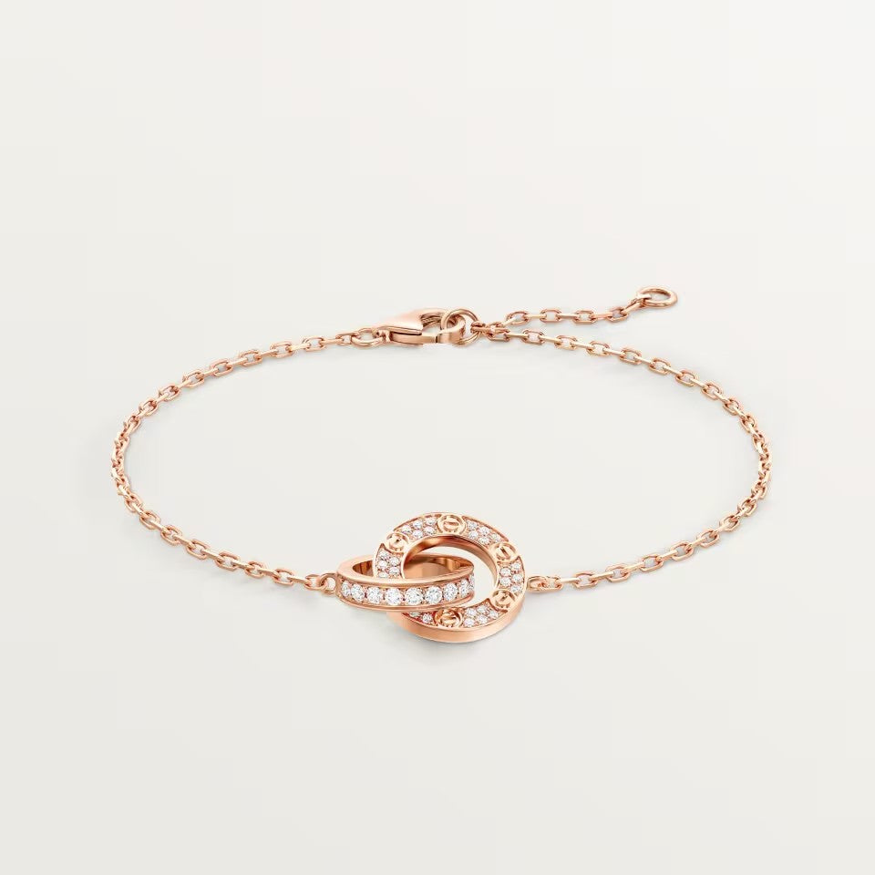 [Love's Uplift]LOVE DOUBLE RING FULL DIAMOND BRACELET