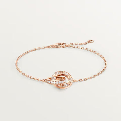 [Love's Uplift]LOVE DOUBLE RING FULL DIAMOND BRACELET