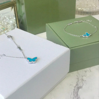 [Love's Uplift]BUTTERFLY TURQUOISE BUTTERFLY BRACELET SILVER