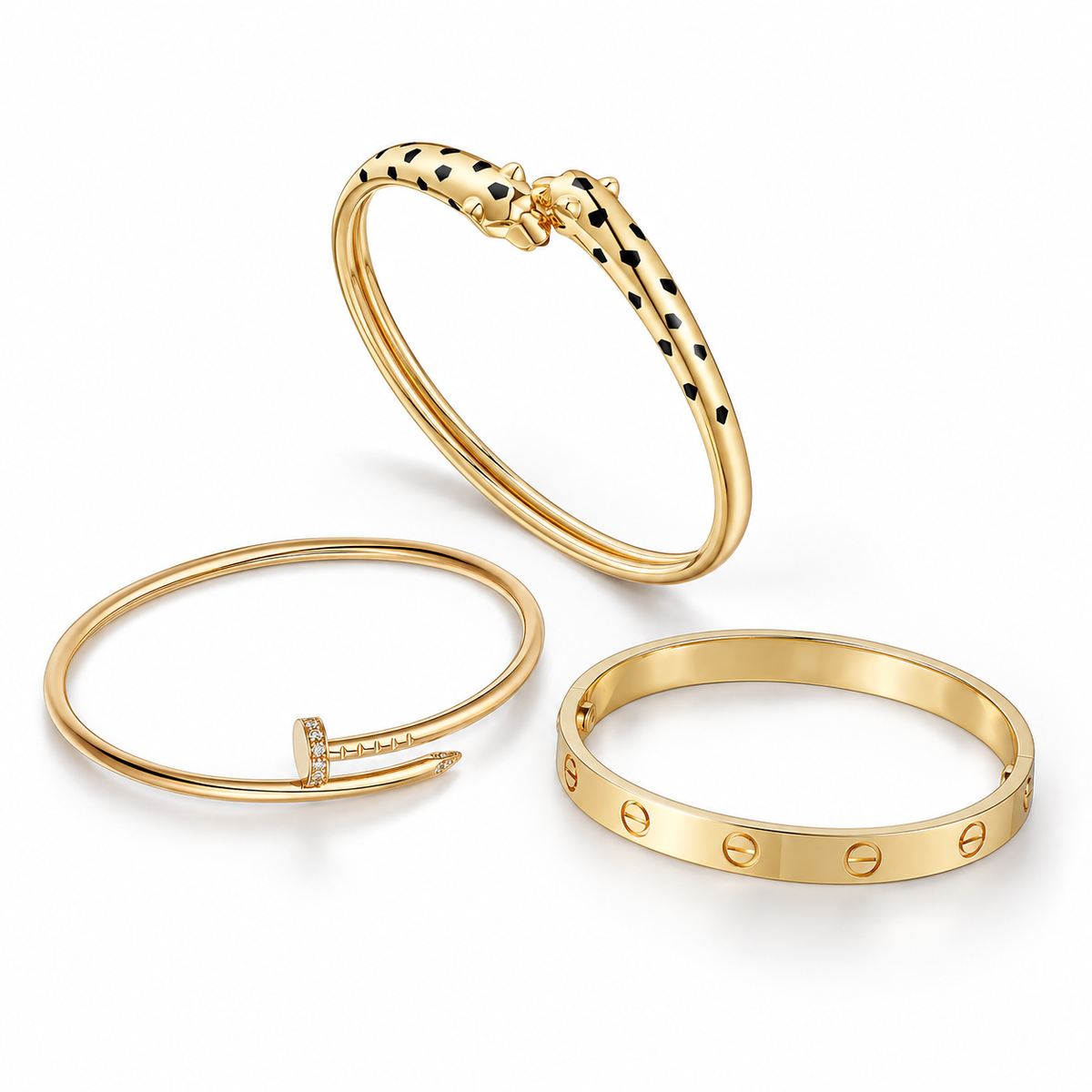 [Love's Uplift] Panthère & LOVE  & JUSTE  Diamond Bracelet Stack Set