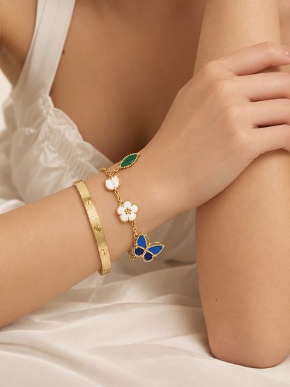 [Love's Uplift] Lucky Spring Butterfly 5-Motif & LOVE Unlimited Bracelet Stack Set