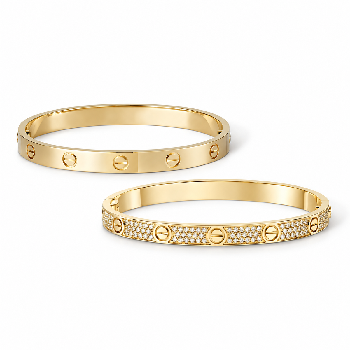 [Love's Uplift] LOVE  Classic & Diamond-Paved Bracelet Stack Set