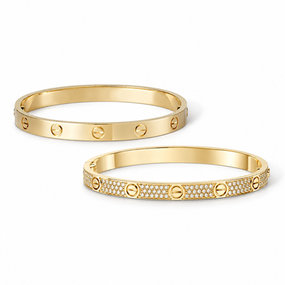 [Love's Uplift] LOVE  Classic & Diamond-Paved Bracelet Stack Set
