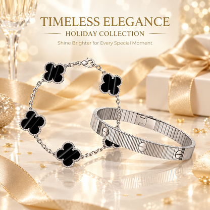 [Love's Uplift] Clover 5-Motif & LOVE Unlimited Bracelet Set