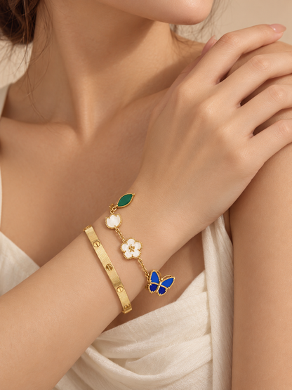[Love's Uplift] Lucky Spring Butterfly 5-Motif & LOVE Unlimited Bracelet Stack Set