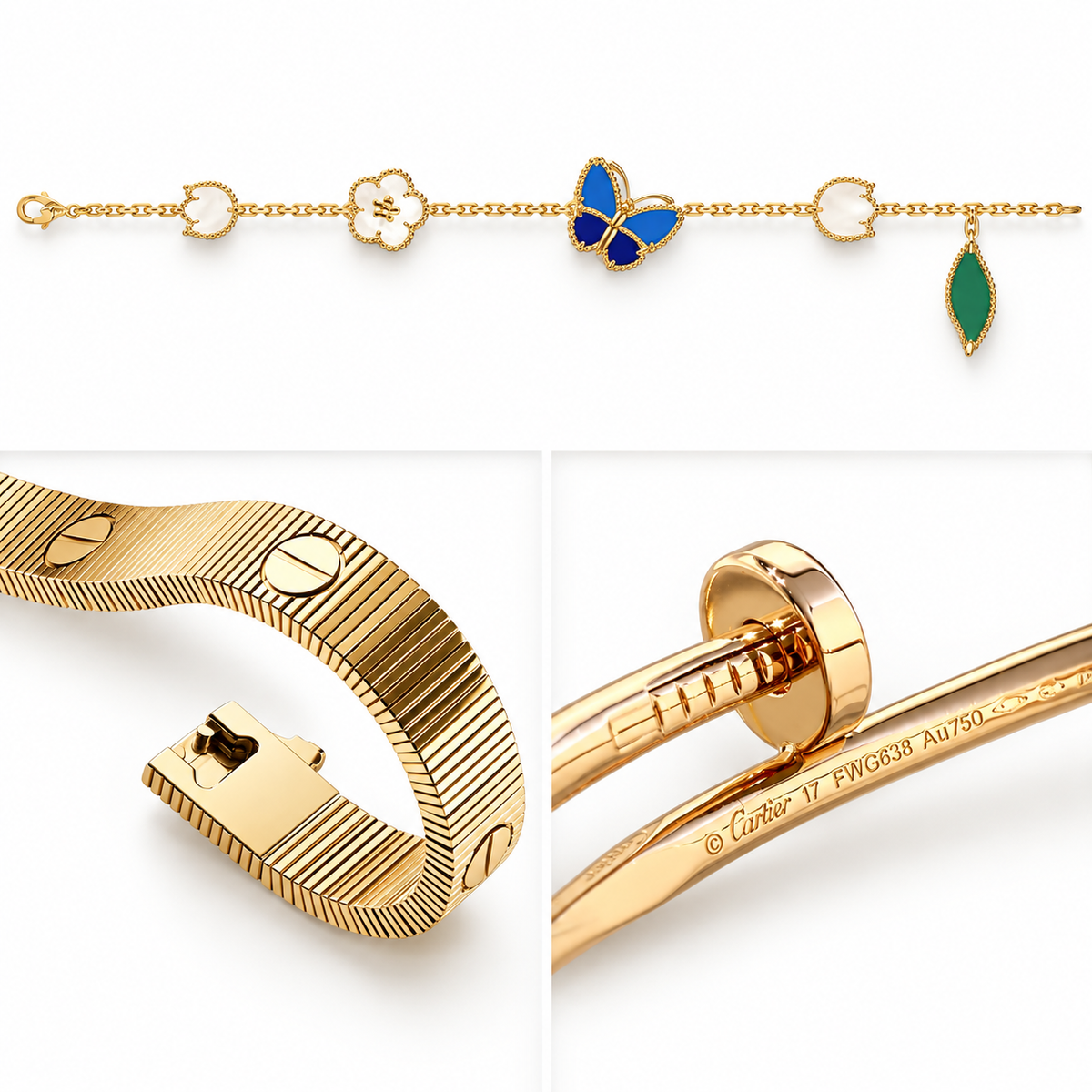 [Love's Uplift]Clover Lucky Spring & Love & Juste Garden 3-Piece  Bracelet Stack Set