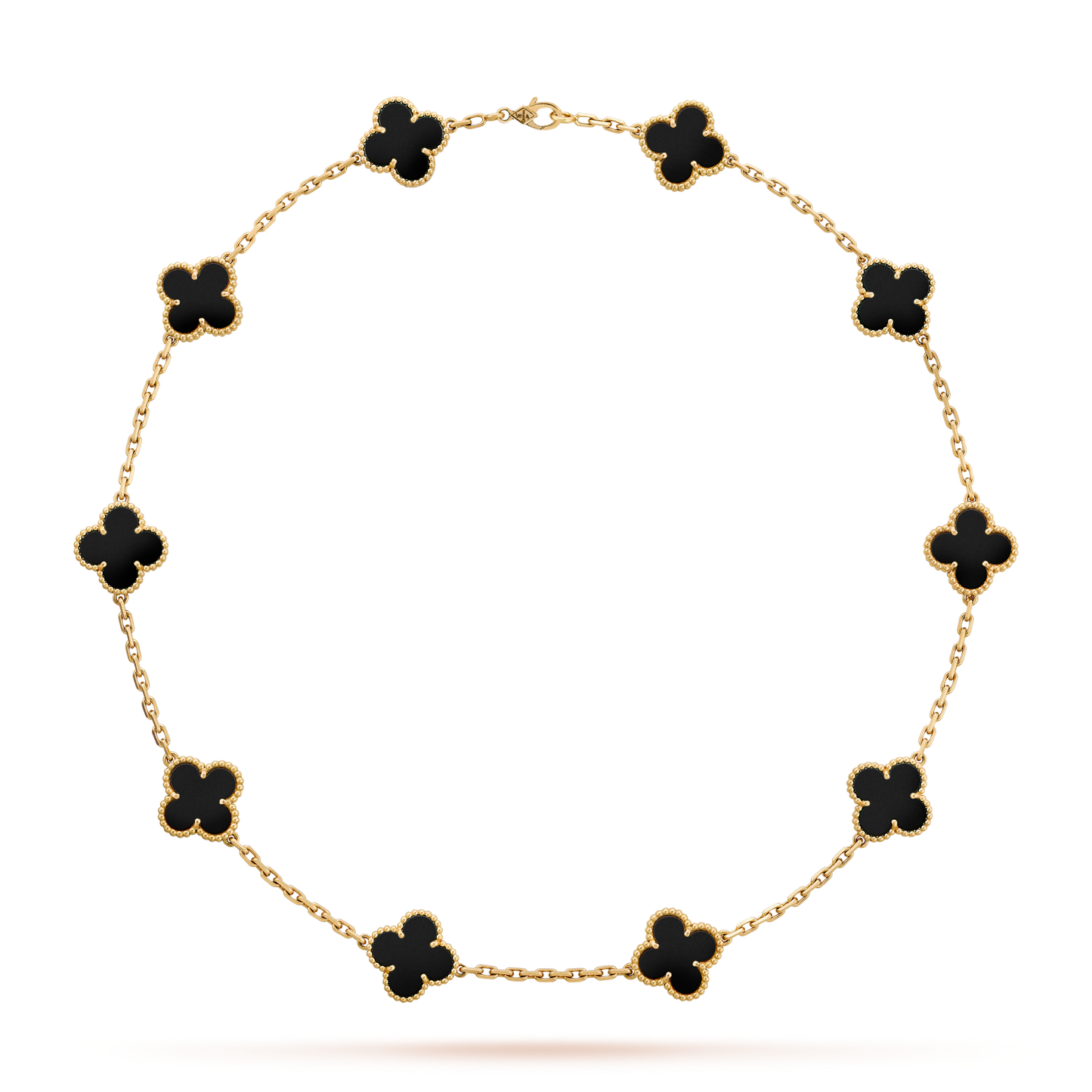 [Love's Uplift]CLOVER 10 MOTIFS ONYX NECKLACE