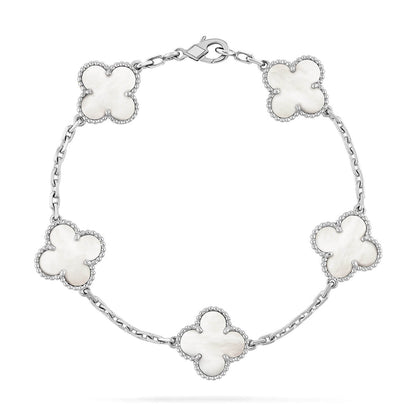 [Love's Uplift]CLOVER WHITE PEARL MOP 5 MOTIF BRACELET COLLECTION