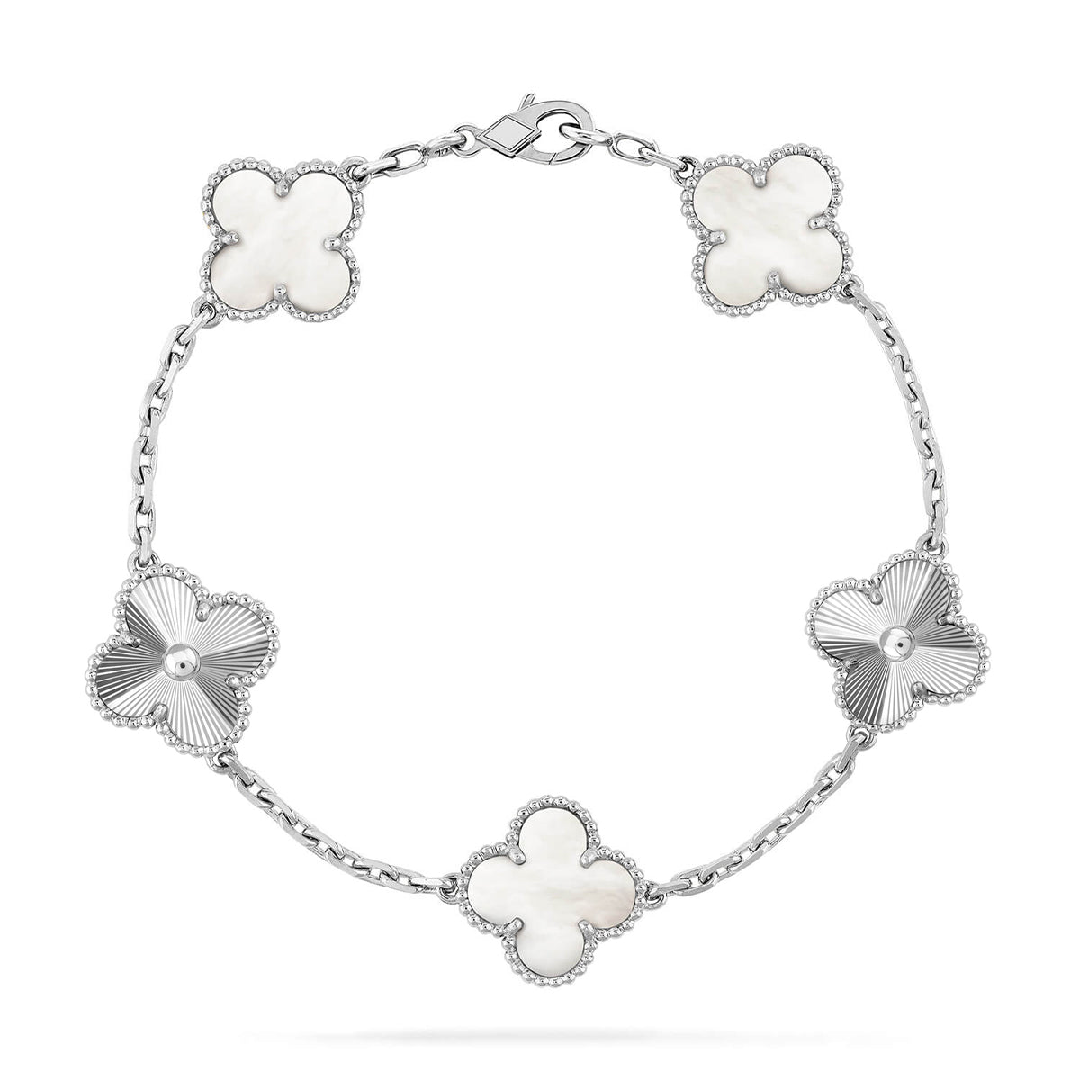 [Love's Uplift]CLOVER WHITE PEARL MOP 5 MOTIF BRACELET COLLECTION