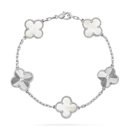 [Love's Uplift]CLOVER WHITE PEARL MOP 5 MOTIF BRACELET COLLECTION