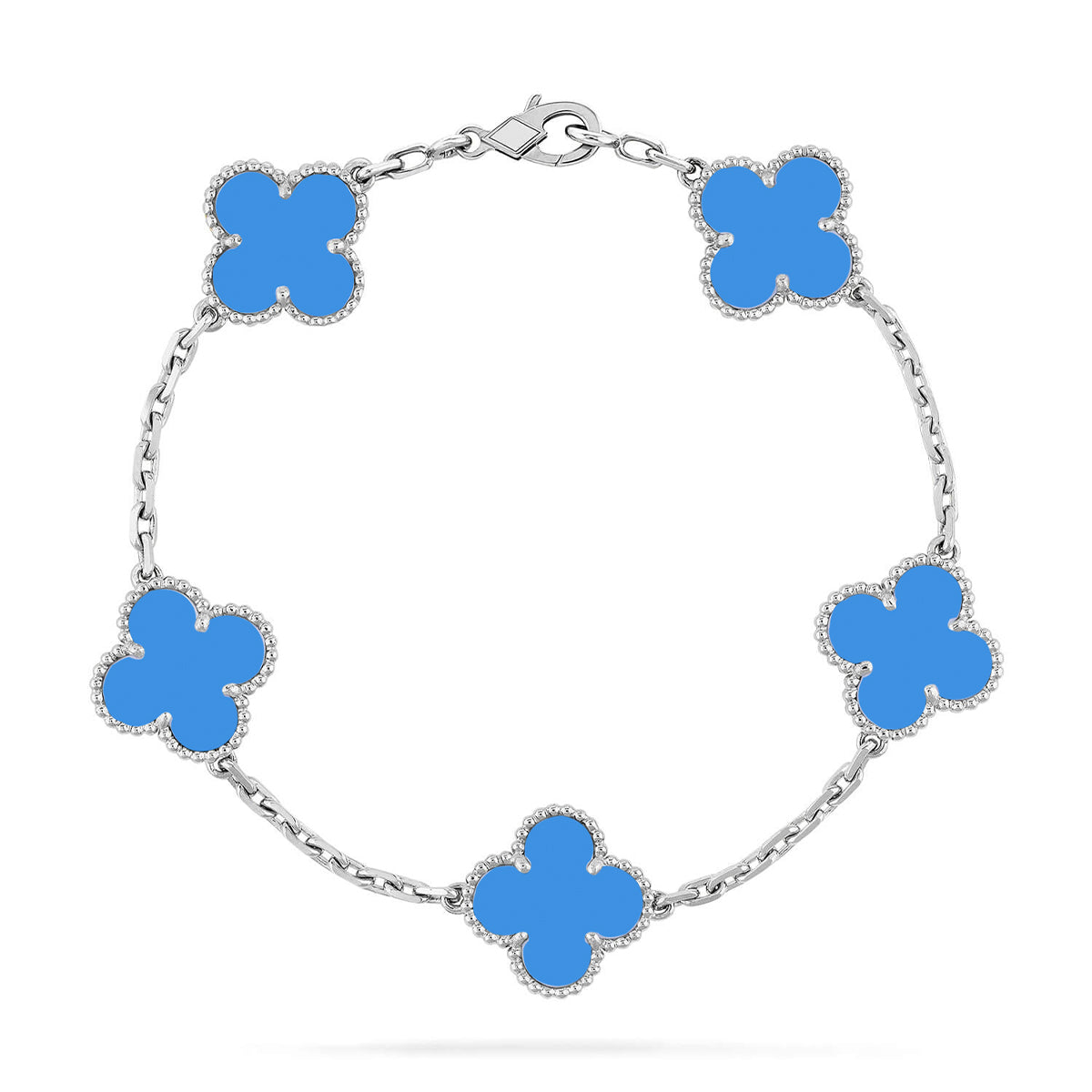 [Love's Uplift] CLOVER 5 MOTIF BLUE AGATE BRACELET COLLECTION