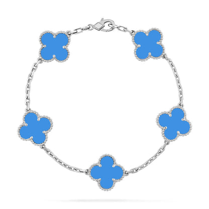 [Love's Uplift] CLOVER 5 MOTIF BLUE AGATE BRACELET COLLECTION