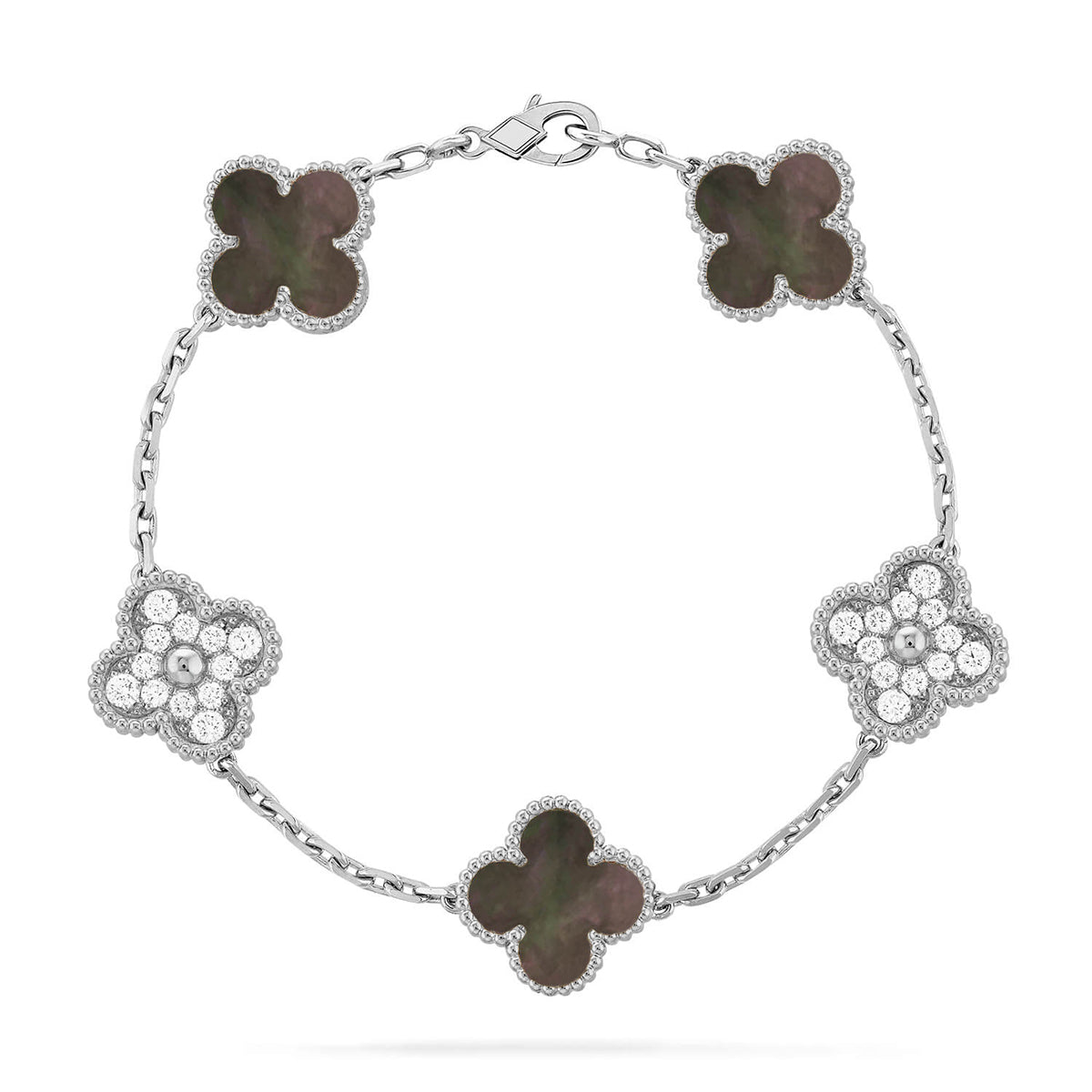[Love's Uplift] CLOVER 5 MOTIF GRAY MOP BRACELET COLLECTION