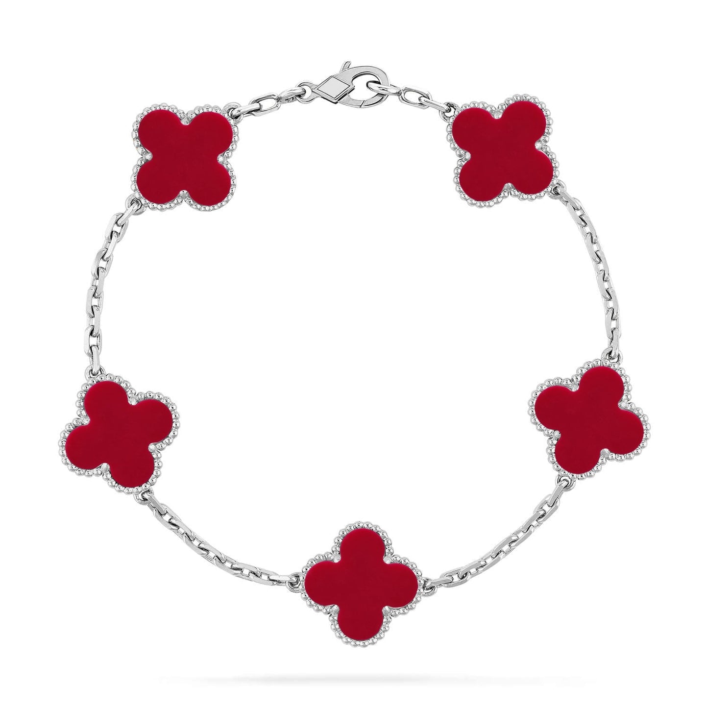 [Love's Uplift] CLOVER 5 MOTIF RED CORNELIAN BRACELET COLLECTION