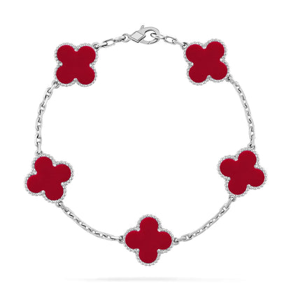 [Love's Uplift] CLOVER 5 MOTIF RED CORNELIAN BRACELET COLLECTION