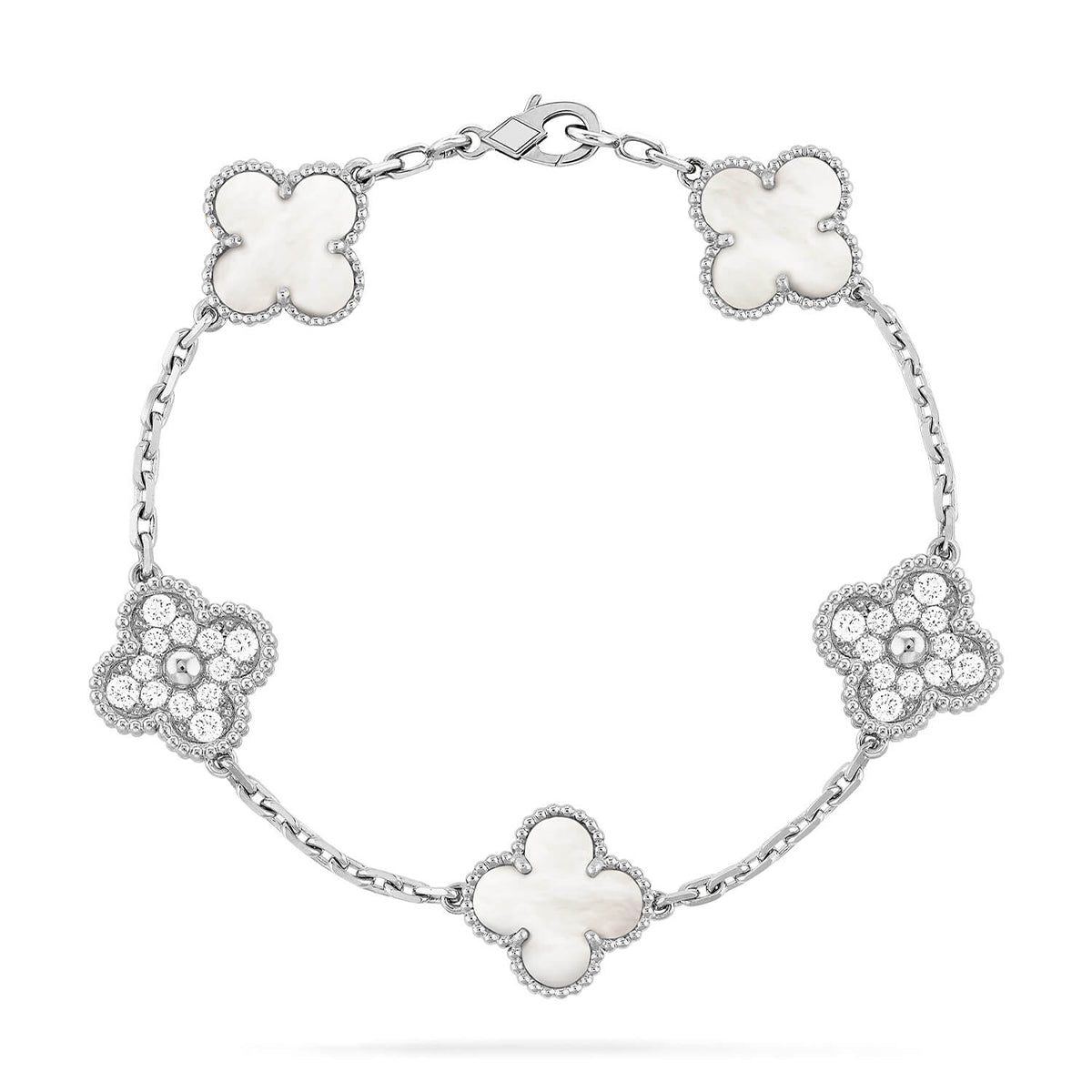 [Love's Uplift]CLOVER WHITE PEARL MOP 5 MOTIF BRACELET COLLECTION