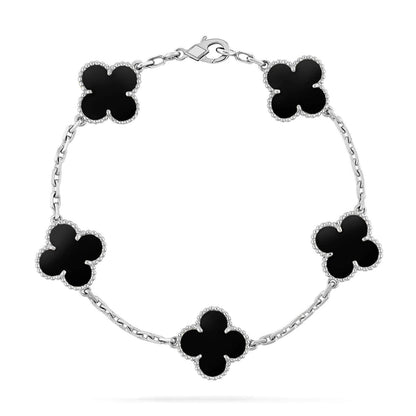 [Love's Uplift]Clover & Love Sliver 2-Piece Bracelet Stack Set