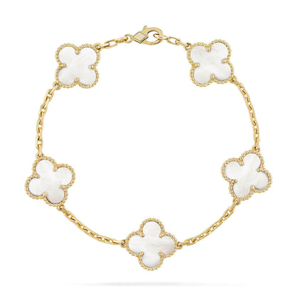 [Love's Uplift]CLOVER WHITE PEARL MOP 5 MOTIF BRACELET COLLECTION