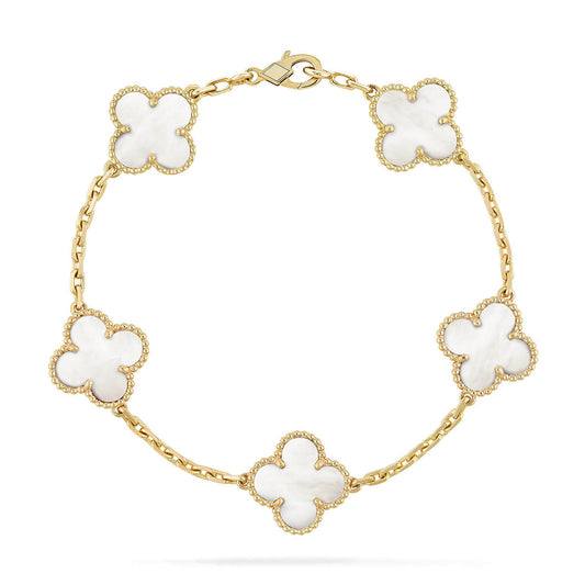 [Love's Uplift]CLOVER WHITE PEARL MOP 5 MOTIF BRACELET COLLECTION