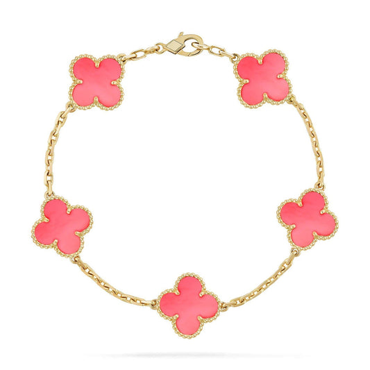 [Love's Uplift] CLOVER 5 MOTIFS  PINK MOP BRACELET COLLECTION