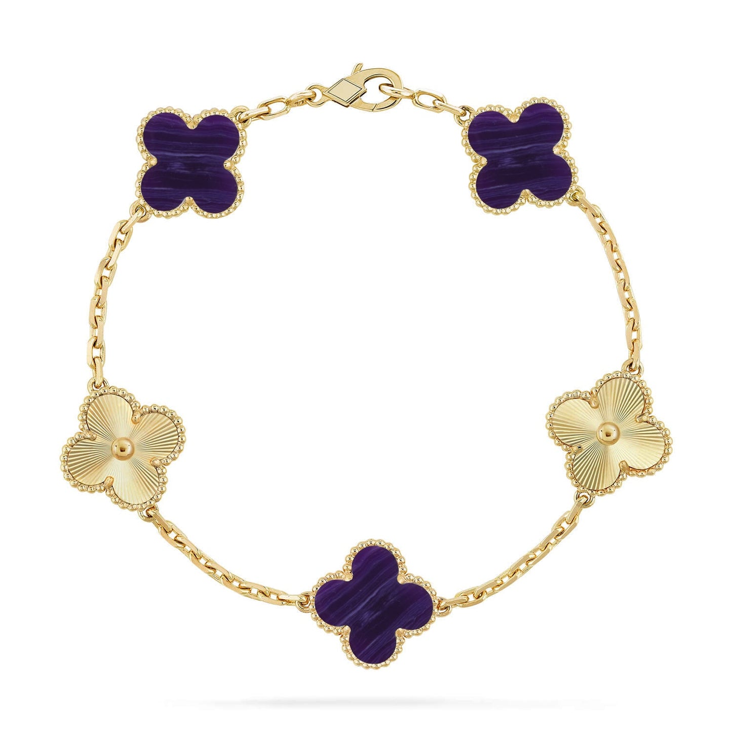 [Love's Uplift]CLOVER 5 MOTIF PURPLE STRIPES BRACELET COLLECTION