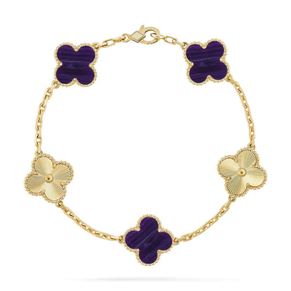 [Love's Uplift]CLOVER 5 MOTIF PURPLE STRIPES BRACELET COLLECTION