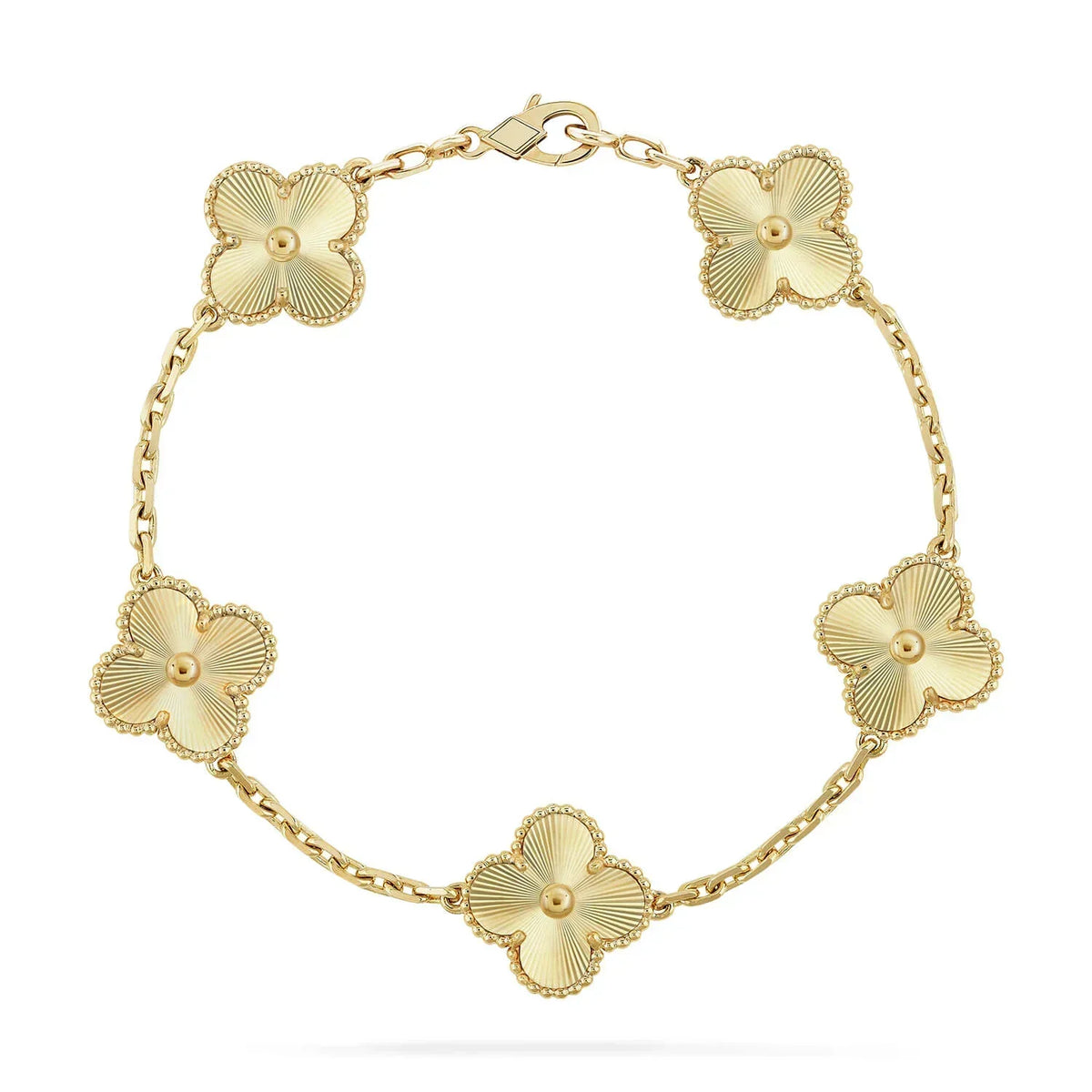 [Love's Uplift] CLASH & Clover Laser 5-Motif & LOVE Brushed Bracelet Stack Set