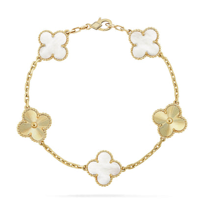 [Love's Uplift]CLOVER WHITE PEARL MOP 5 MOTIF BRACELET COLLECTION