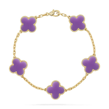 [Love's Uplift]CLOVER 5 MOTIF LIGHT PURPLE BRACELET COLLECTION